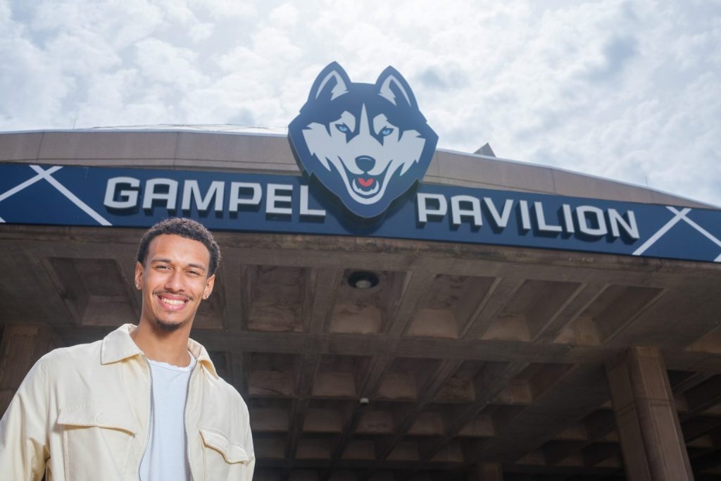 Ty Reeves in front of Gampel Pavilion