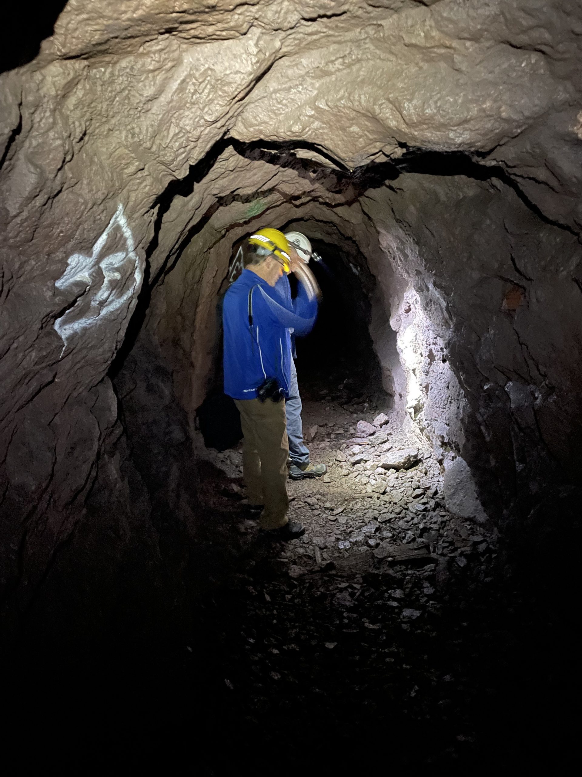Prof. Steve Smith is pictured here several hundred feet underground at the Quincy Mine, once the biggest copper mining company in America.