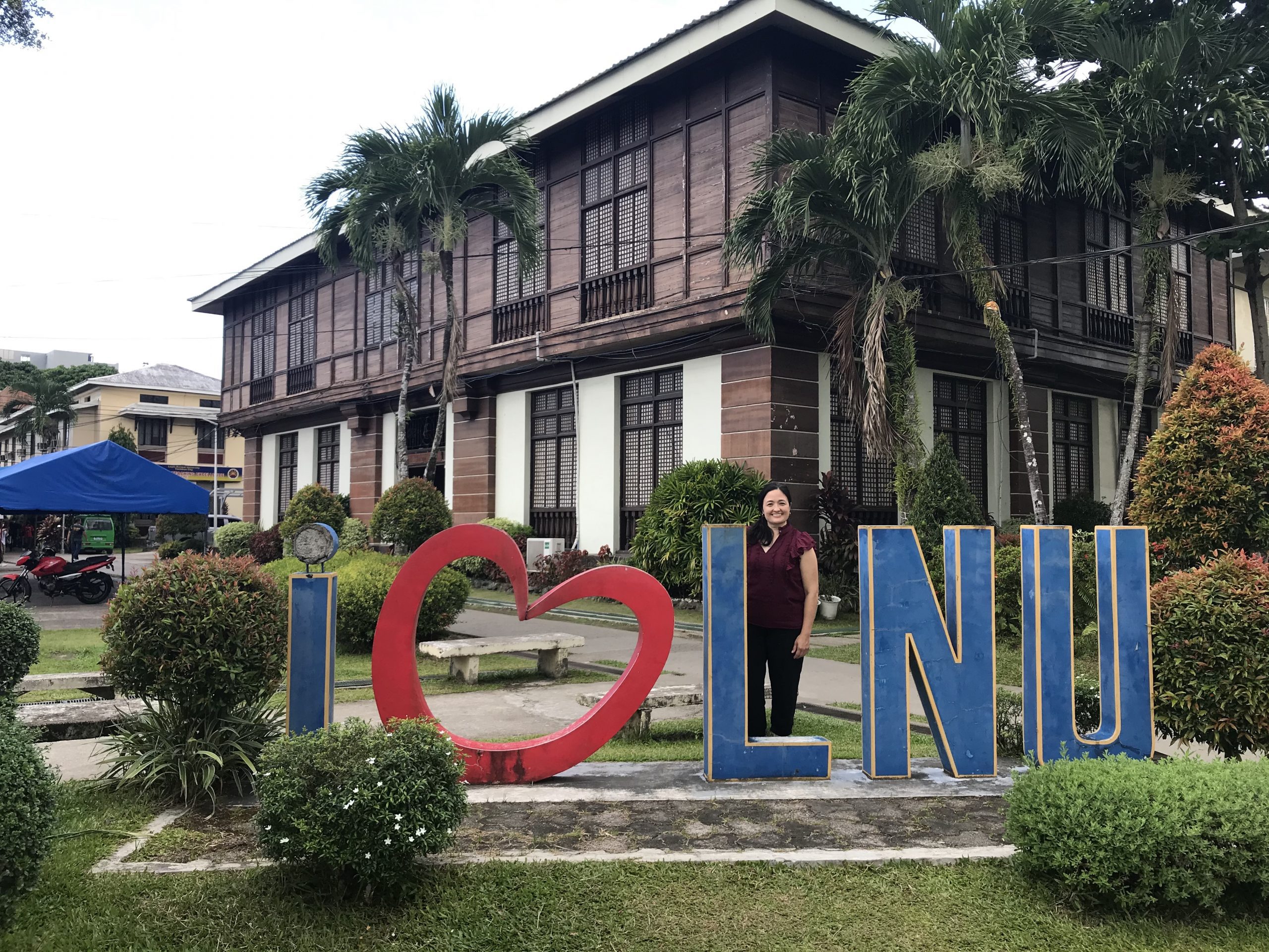 Posing in front of the oldest building on the Leyte Normal University campus in Tacloban City.